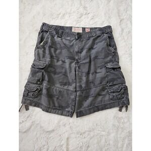 Y2K Mossimo Men's Camo Cargo Shorts Size 40 Faded Gray Grunge Streetwear